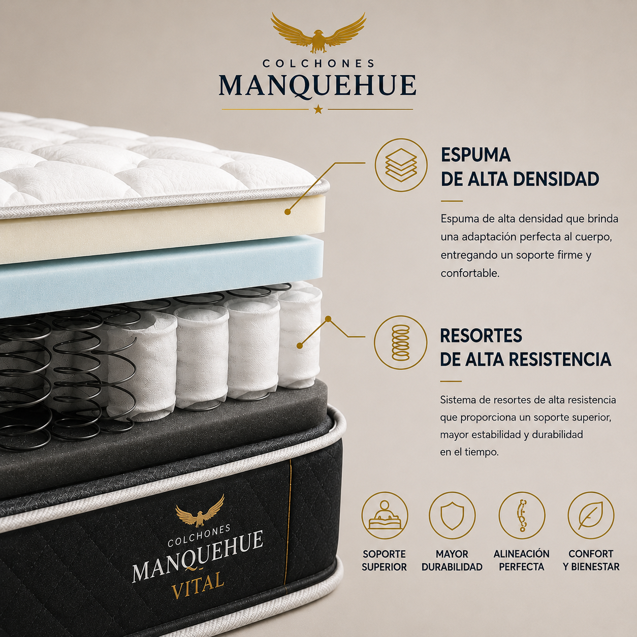 Colchón Manquehue Vital | Descanso Premium y Soporte Superior