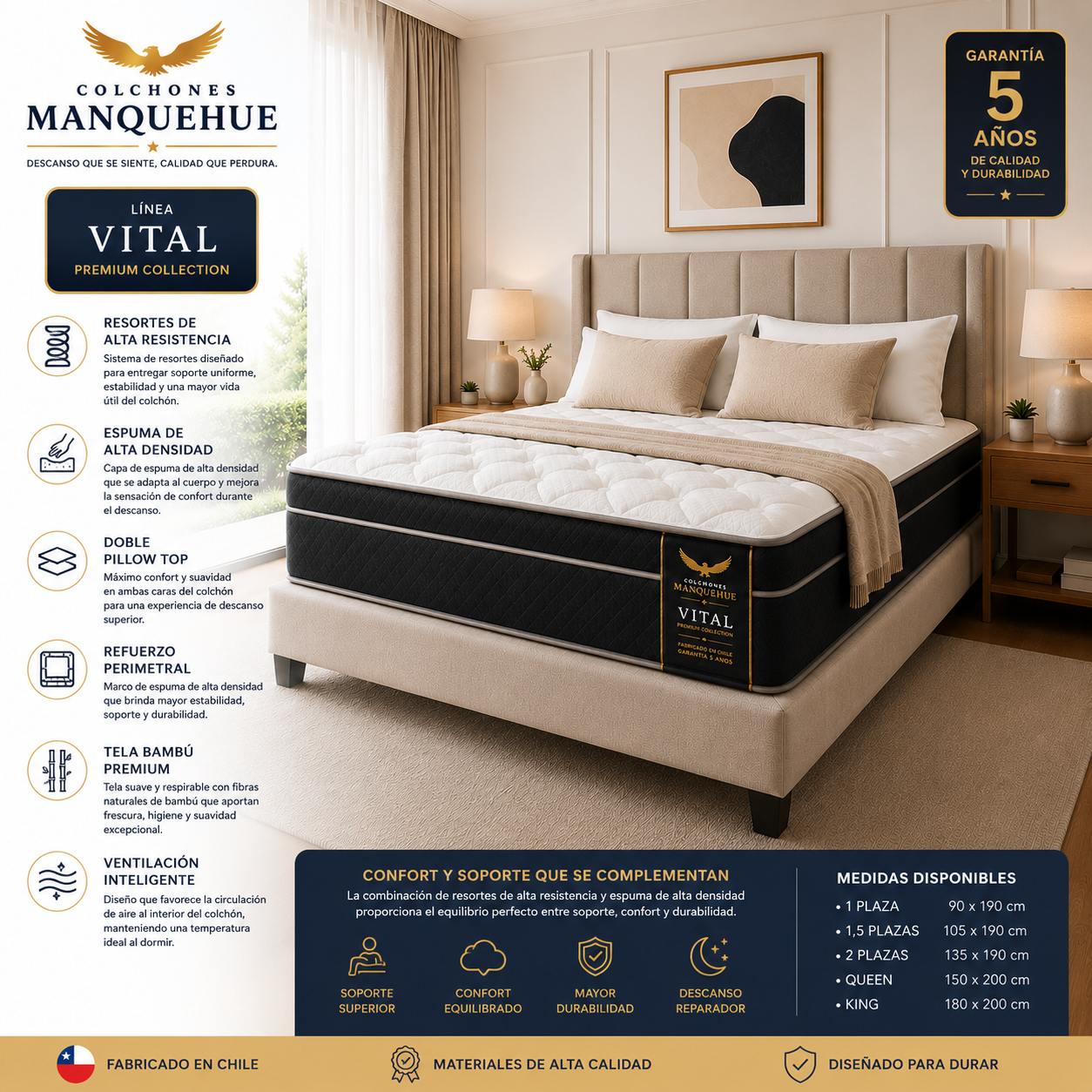 Colchón Manquehue Vital | Descanso Premium y Soporte Superior